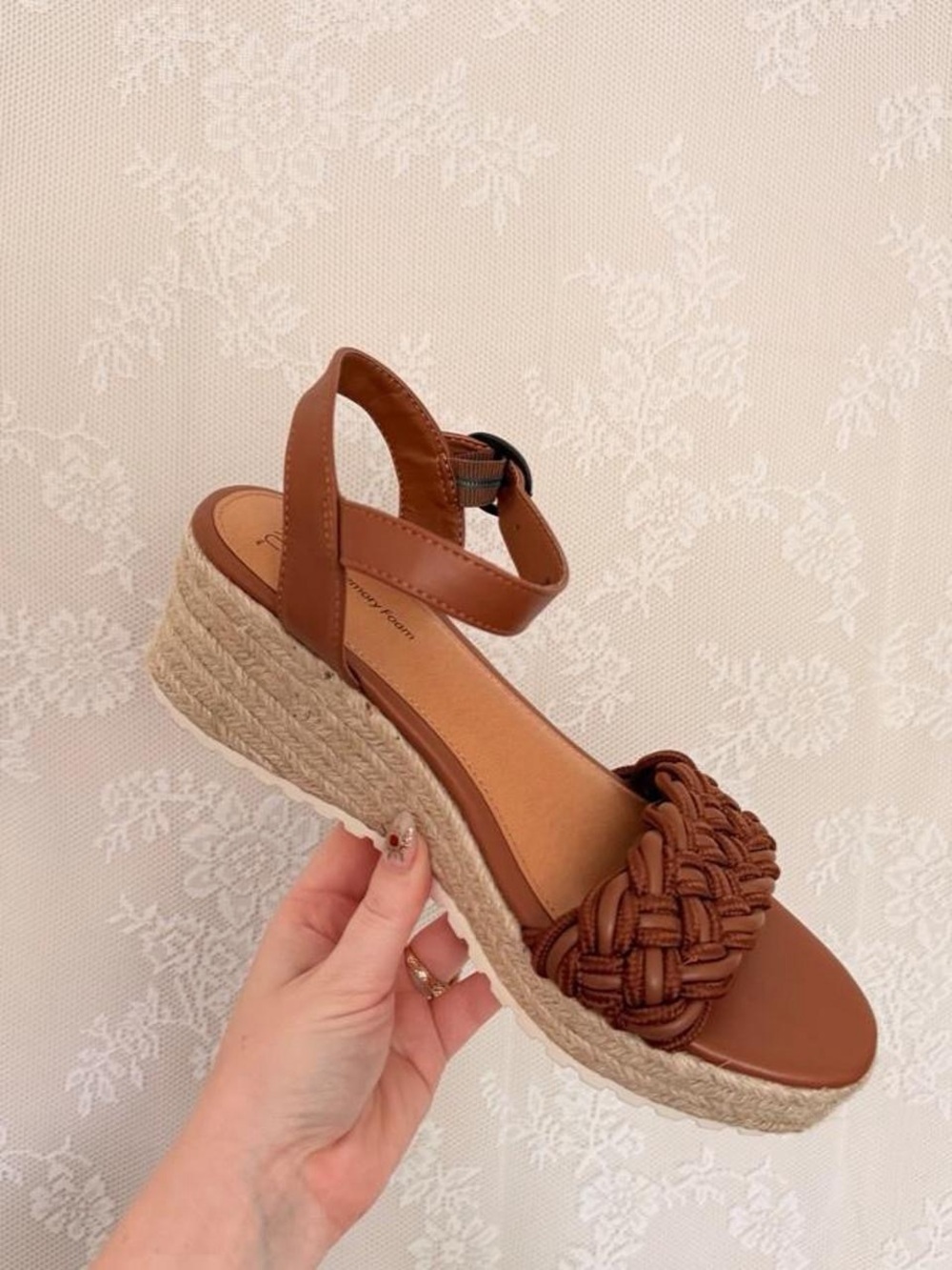 Brown Woven Espadrille Wedge Sandals - Women